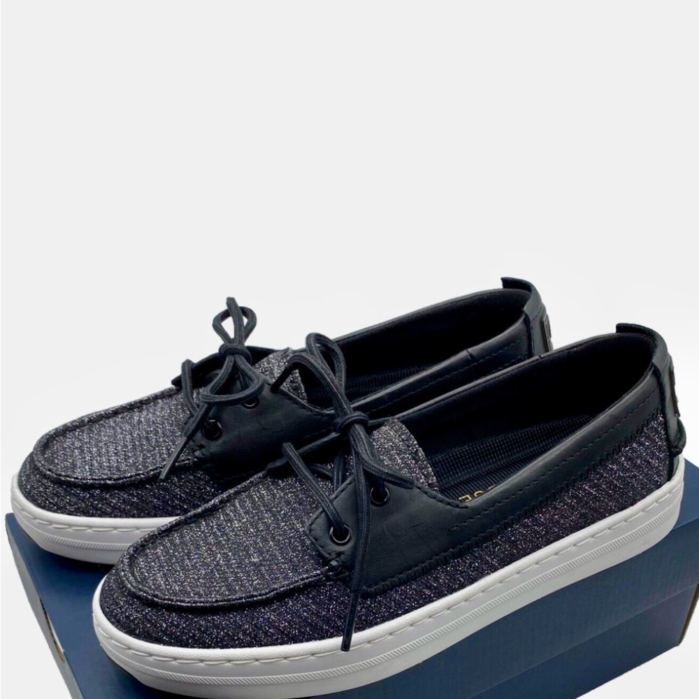 COLE HAAN Boat Shoes Women’s Grand Series Black Gunmetal Size 8.5